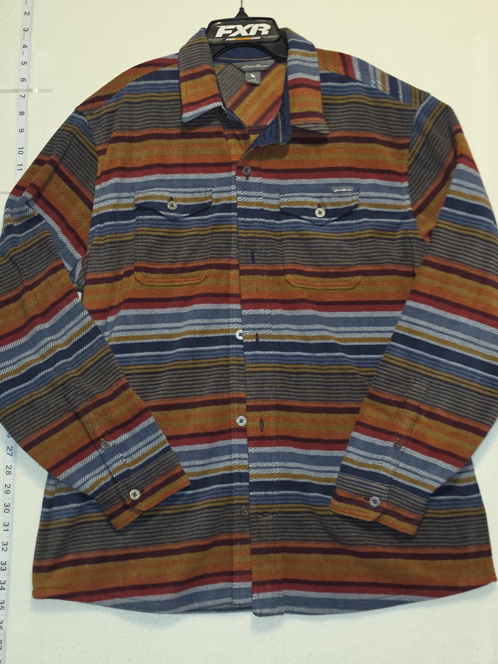 Striped Button-Up Shirt in Rust, Navy & Light Blue